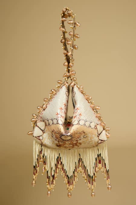 Buy The Garnish Company Cream Printed Pakeeza Beaded Mughal Potli Online at Aza Fashions Buy_The Garnish Company_Cream Printed Pakeeza Beaded Mughal Potli _Online_at_Aza_Fashions