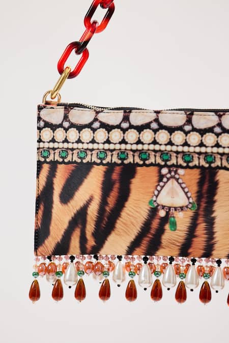 The Garnish Company_Brown Printed Sher Animal Bag _Online_at_Aza_Fashions