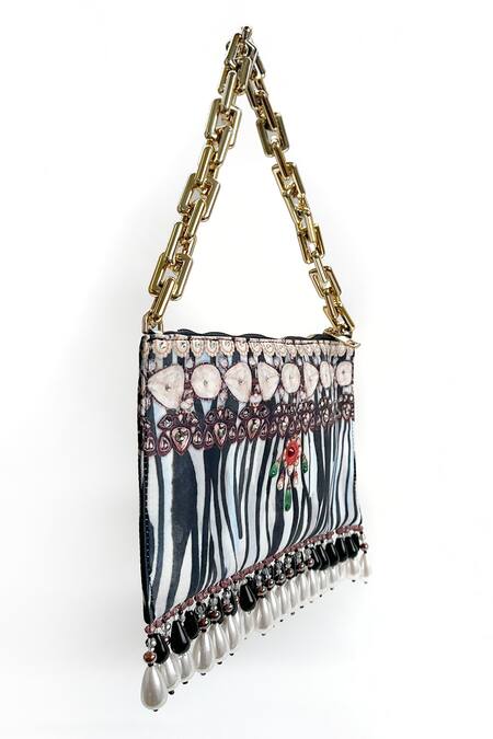 Buy The Garnish Company Black Printed Zebra Animal Tasselled Bag Online at Aza Fashions Buy_The Garnish Company_Black Printed Zebra Animal Tasselled Bag _Online_at_Aza_Fashions