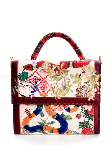The Garnish Company_Cream Printed Nyoka Blossom Bag _Online_at_Aza_Fashions