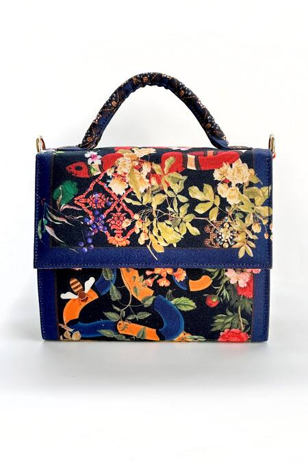 The Garnish Company_Black Printed Nyoka Garden Bag _Online_at_Aza_Fashions