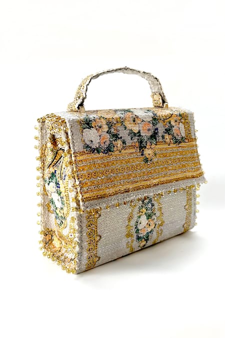 Buy The Garnish Company Grey Printed Tindra Mon Amour Sequined Bag Online at Aza Fashions Buy_The Garnish Company_Grey Printed Tindra Mon Amour Sequined Bag _Online_at_Aza_Fashions