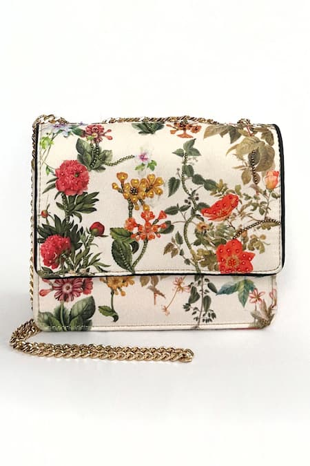 The Garnish Company Cream Bead Ocala Botanical Print Sling Bag 