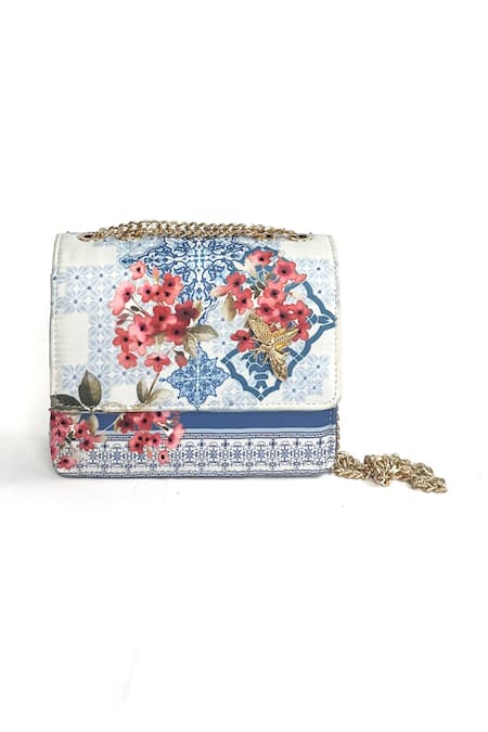 The Garnish Company Blue Palenque Mosaic Print Bag Online at Aza Fashions The Garnish Company_Blue Palenque Mosaic Print Bag _Online_at_Aza_Fashions