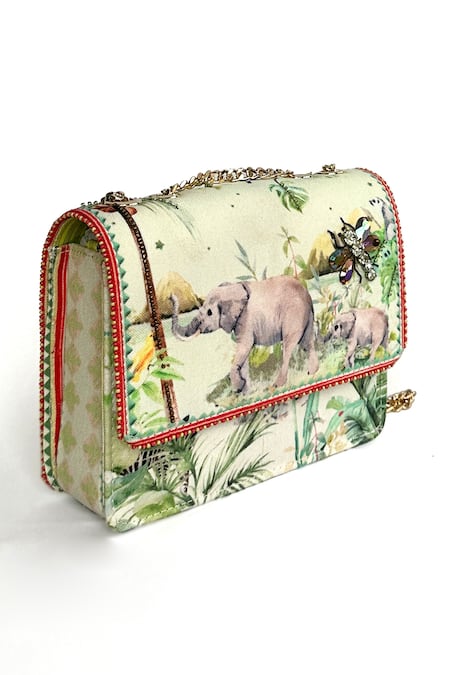 The Garnish Company Gilboa Elephants On An Island Print Sling Bag 