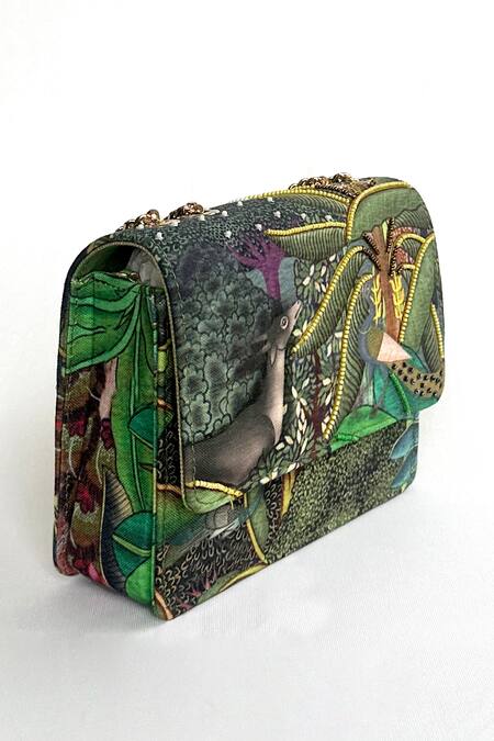 The Garnish Company_Multi Color Beads Vrindavan Print Sling Bag _Online_at_Aza_Fashions