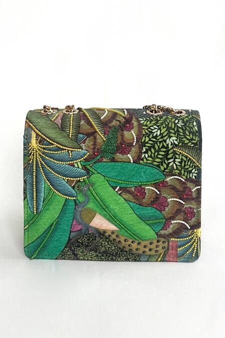 Buy_The Garnish Company_Multi Color Beads Vrindavan Print Sling Bag _Online_at_Aza_Fashions