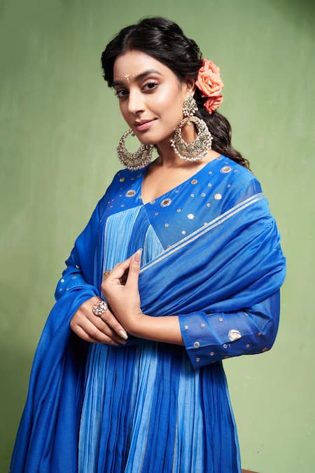 Buy Almaari By Pooja Patel Blue Chanderi Gota Patti, Lavanya Dual Tone Embroidered Anarkali Sharara Set Online at Aza Fashions Buy_Almaari By Pooja Patel_Blue Chanderi Gota Patti, Lavanya Dual Tone Embroidered Anarkali Sharara Set _Online_at_Aza_Fashions