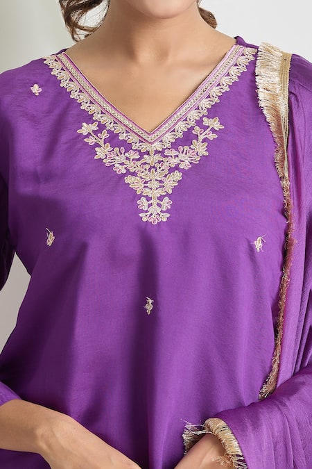 Buy Naintara Bajaj Wine Viscose, Chanderi, Chiffon Embroidery, Zari Zardozi Floral Kurta Set Online at Aza Fashions Buy_Naintara Bajaj_Wine Viscose, Chanderi, Chiffon Embroidery, Zari Zardozi Floral Kurta Set_Online_at_Aza_Fashions