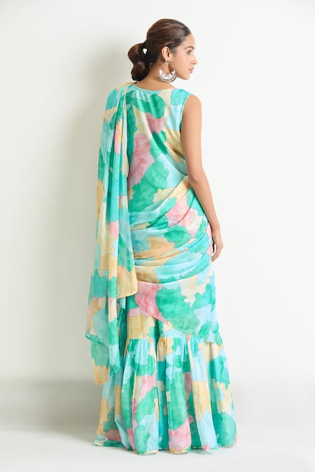 Samyukta Singhania Abstract Print Saree Gown 