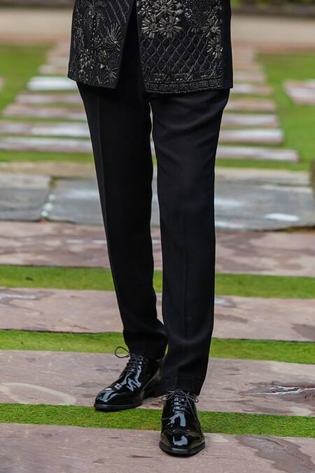 Shop Courtyard By Abhi Black Cotton, Lycra Embroidery, Cut Work, Pearls Cutdana Blazer Set Online at Aza Fashions Shop_Courtyard By Abhi_Black Cotton, Lycra Embroidery, Cut Work, Pearls Cutdana Blazer Set _Online_at_Aza_Fashions