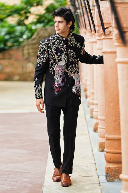 Courtyard By Abhi Mor Bagh Embroidered Bandhgala With Trouser 