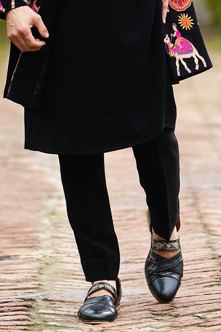 Courtyard By Abhi Black Lycra Cut Work, Sequins, Diamonds, Rajasthan Folkore Long Bundi Set Online at Aza Fashions Courtyard By Abhi_Black Lycra Cut Work, Sequins, Diamonds, Rajasthan Folkore Long Bundi Set _Online_at_Aza_Fashions