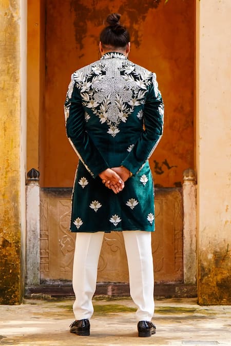 Courtyard By Abhi Gul Embroidered Sherwani With Trouser 