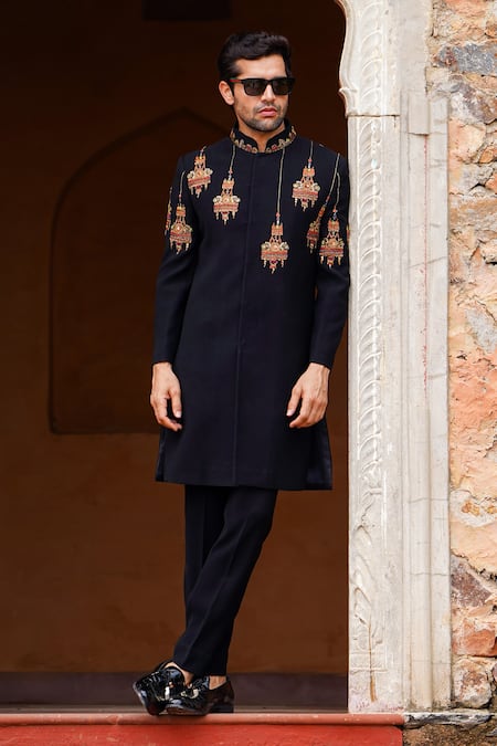 Courtyard by abhi Lantern Mahal Embroidered Sherwani With Trouser 