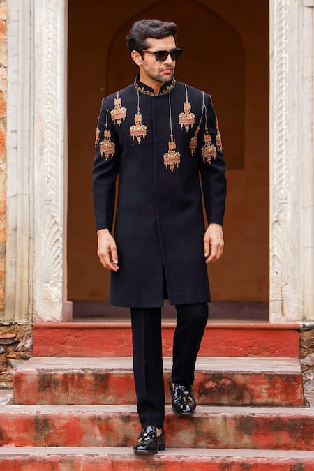 Courtyard By Abhi Lantern Mahal Embroidered Sherwani With Trouser 