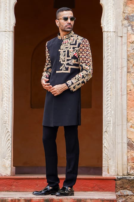 Courtyard By Abhi Mughal Blossom Embroidered Sherwani With Trouser 