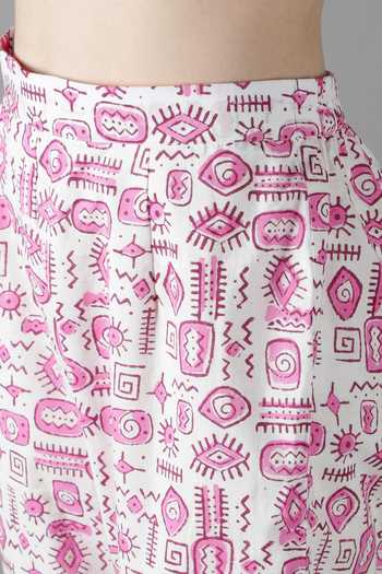 Sheeshakari_Pink Silk, Cotton Mirrors Split V-neck Sheeshakari Embroidered Kurta Pant Set _Online_at_Aza_Fashions