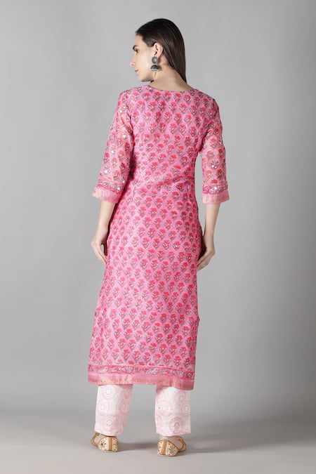 Sheeshakari Mirror Embroidered Kurta Pant Set 