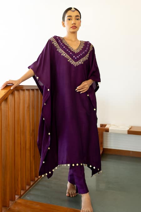 Sugandh Gupta Bahar Embroidered Kaftan With Pant 