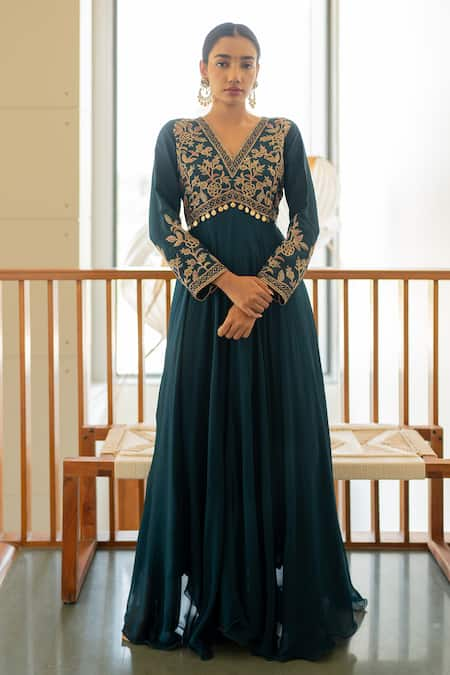 Sugandh Gupta Mughal Fleur Embroidered Gown 