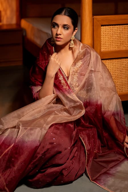 World of Sugandh Sequin Flora Vine Embroidered Anarkali Set 