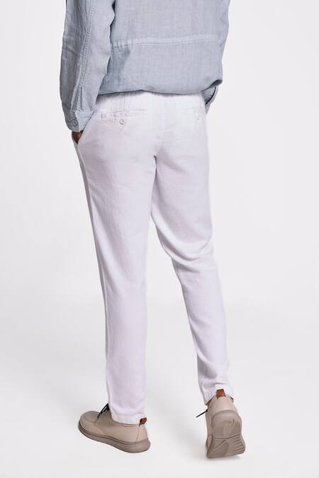 Buy Terra Luna White Handloom Cotton Twill Crux Pant Online at Aza Fashions Buy_Terra Luna_White Handloom Cotton Twill Crux Pant _Online_at_Aza_Fashions