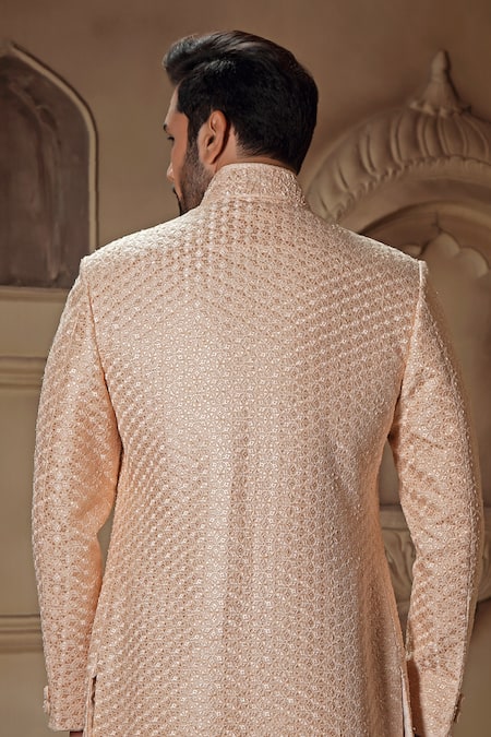 Vanshik Floral Jaali Embroidered Sherwani Pant Set 