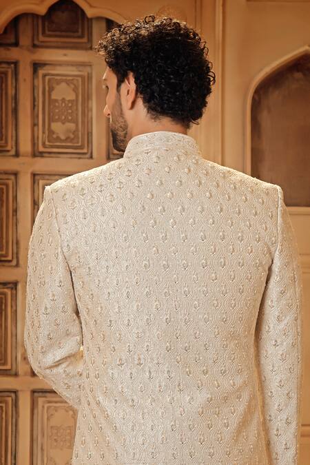 Vanshik Resham Embroidered Jaali Sherwani Pant Set 