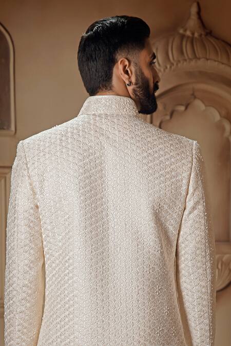 Vanshik Floral Thread Embroidered Sherwani Pant Set 