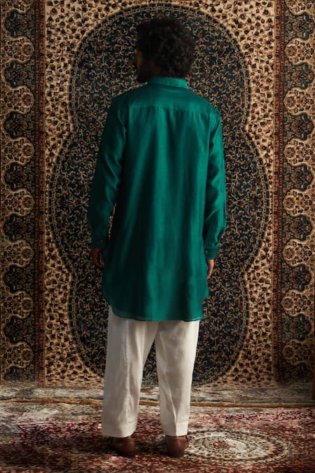 Charkhee Placket Embroidered Pathani Kurta Set 