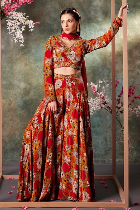 Mehak Murpana Bahar Print Blouse & Sharara Set 