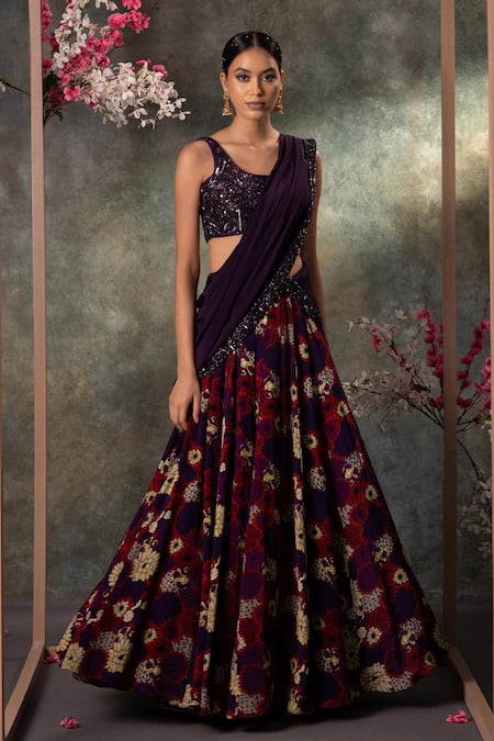 Mehak Murpana Mughal Floral Print Lehenga Set 