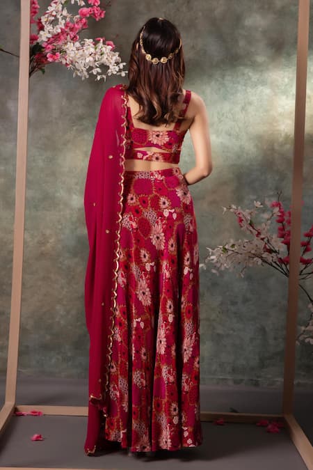 Mehak Murpana Printed Blouse Draped Skirt Set 