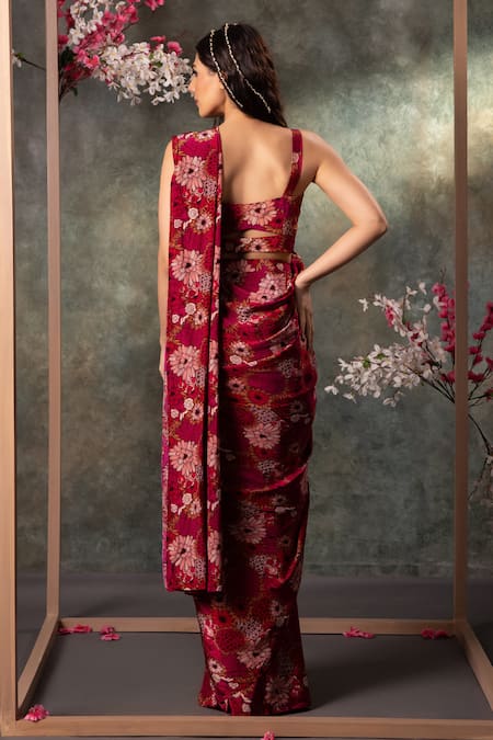 Mehak Murpana Printed Pre-Draped Saree With Blouse 