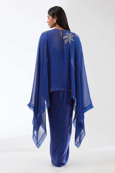 Anjali Kanwar Flower Embroidered Cape Skirt Set 