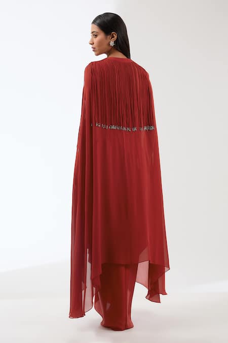 Anjali Kanwar Bead Tassel Embellished Cape Skirt Set 