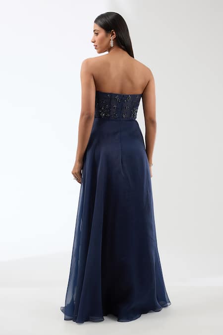 Anjali Kanwar Crystal Brooch Embellished Corset Gown 