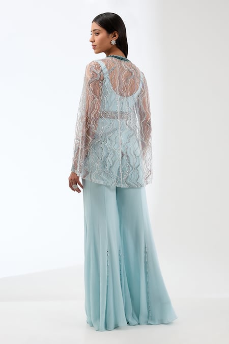 Anjali Kanwar Wave Embroidered Jacket Flared Pant Set 