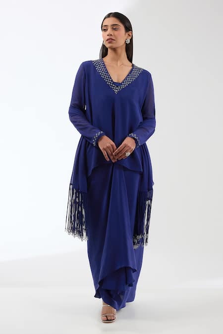 Anjali Kanwar Sequin Neckline Embroidered Tunic Set 