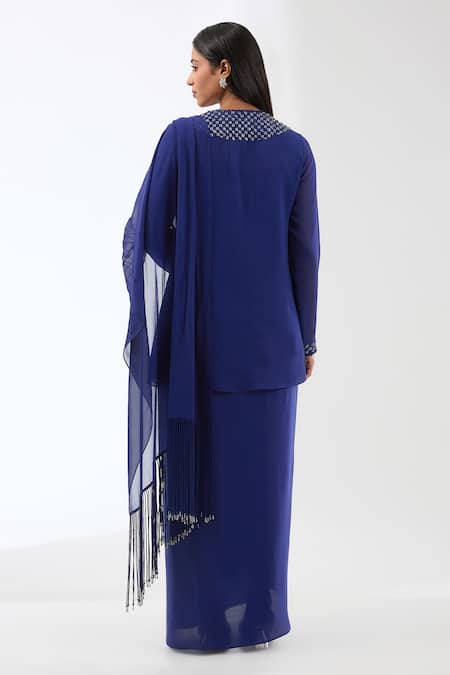 Anjali Kanwar Sequin Neckline Embroidered Tunic Set 