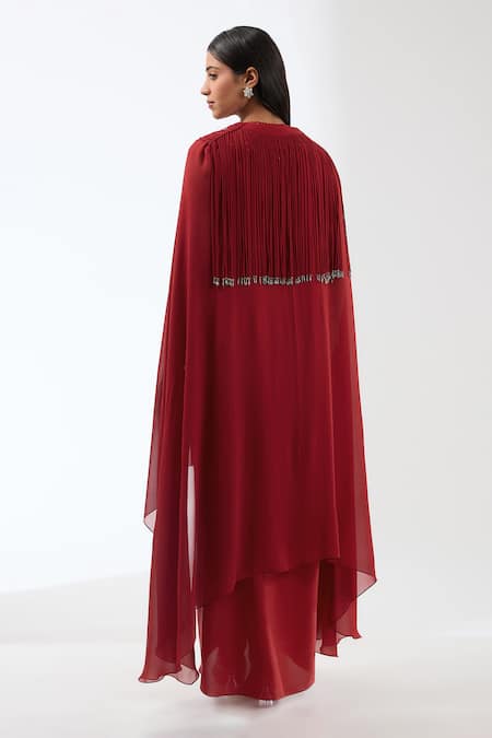 Anjali Kanwar Tassel Embellished Cape Skirt Set 