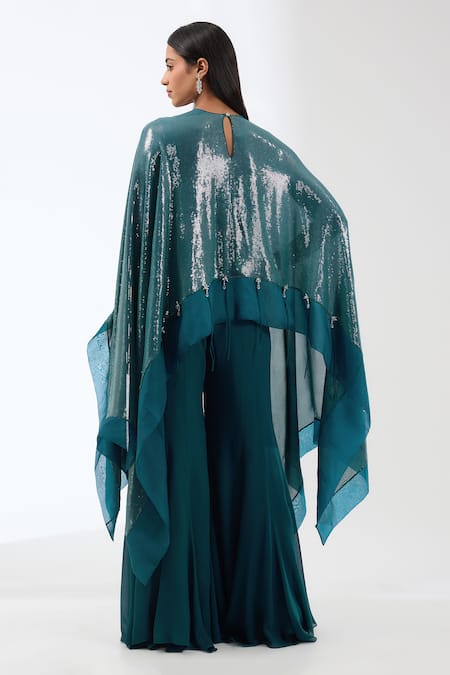 Anjali Kanwar Sequin Work Cape Flared Pant Set 