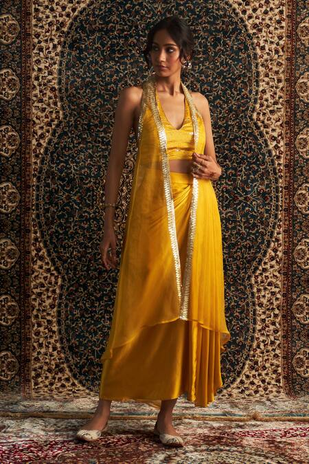 Buy Charkhee Yellow Modal, Satin, Organza Beads, Sequins Embroidered Overlay And Skirt Set Online at Aza Fashions Buy_Charkhee_Yellow Modal, Satin, Organza Beads, Sequins Embroidered Overlay And Skirt Set _Online_at_Aza_Fashions