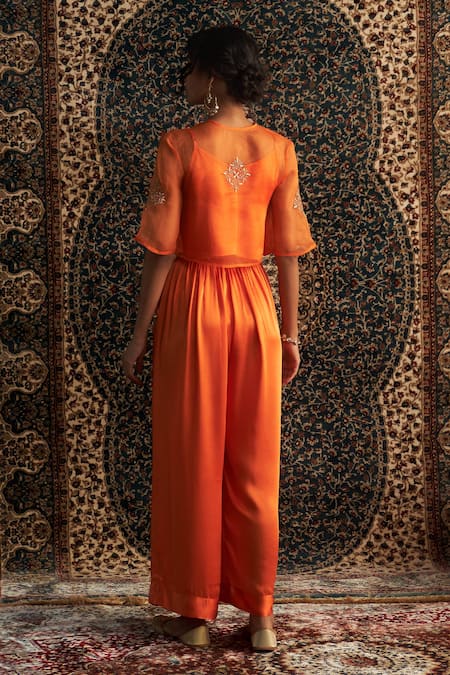 Charkhee Diamond Motif Embroidered Top & Pant Set 