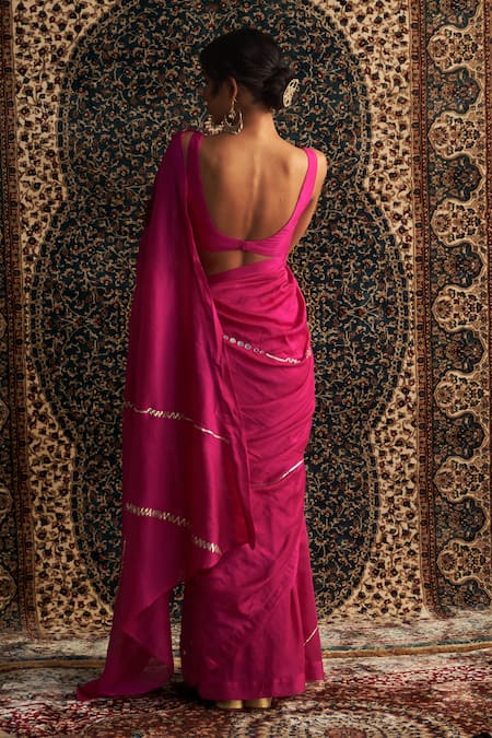 Charkhee Chanderi Embroidered Saree With Blouse 