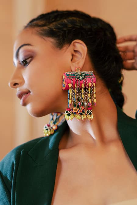 KrutiArts Baggha Embroidered Earrings 