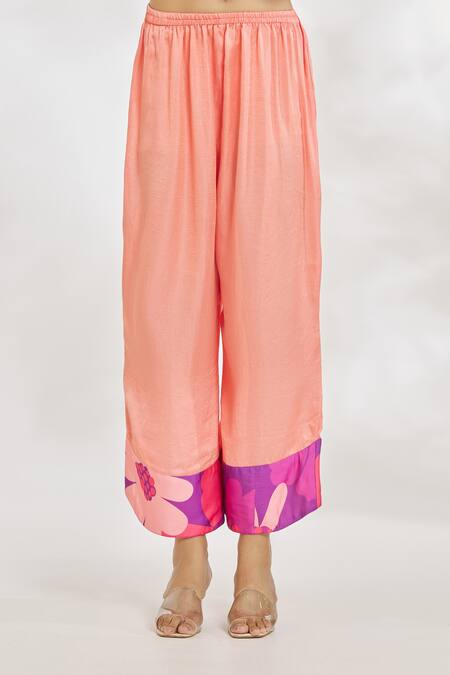 Shop_Paksh_Purple Silk Satin Collared Floral Print Kaftan And Pant Set _Online_at_Aza_Fashions