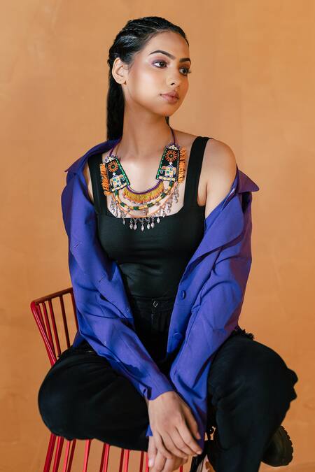Krutiarts_Black Veto Tha Layered Boho Necklace _at_Aza_Fashions