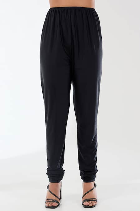 Buy_Rabani & Rakha_Black Georgette, Lycra Embroidery, Sequins Mandarin Ayat Resham Yoke Kurta Set _Online_at_Aza_Fashions